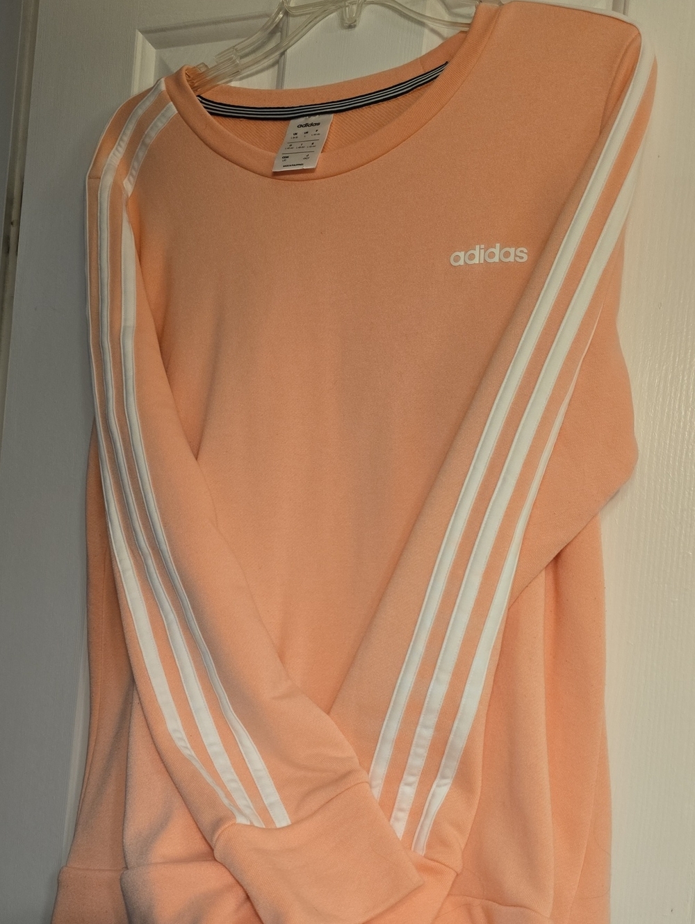 adidas Peach Crewneck with White Three-Stripes